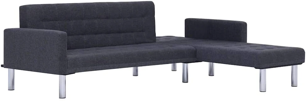 L formos sofa-lova, tamsiai pilkos spalvos, poliesteris