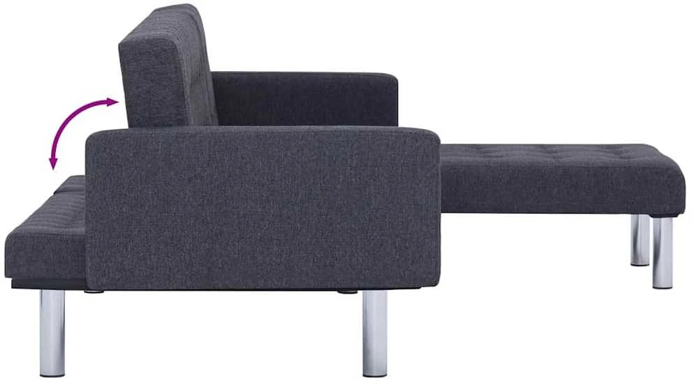 L formos sofa-lova, tamsiai pilkos spalvos, poliesteris