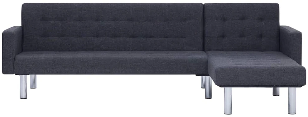 L formos sofa-lova, tamsiai pilkos spalvos, poliesteris