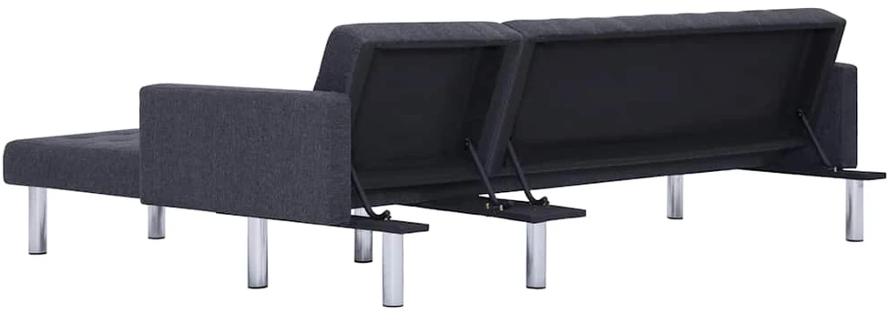 L formos sofa-lova, tamsiai pilkos spalvos, poliesteris
