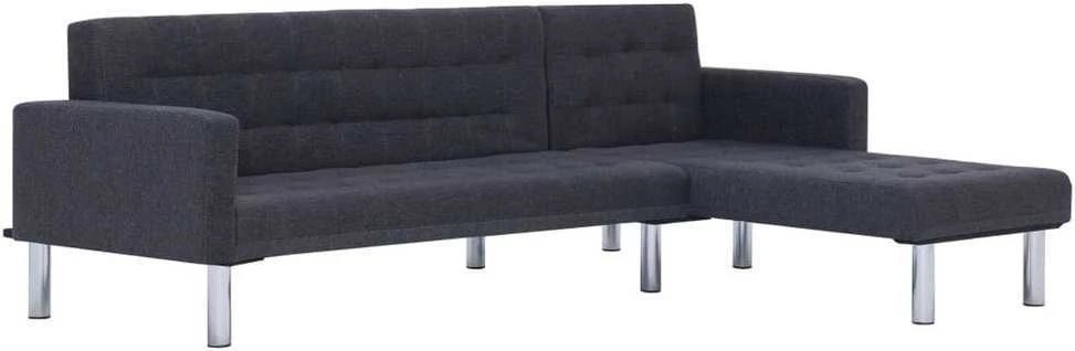 L formos sofa-lova, tamsiai pilkos spalvos, poliesteris