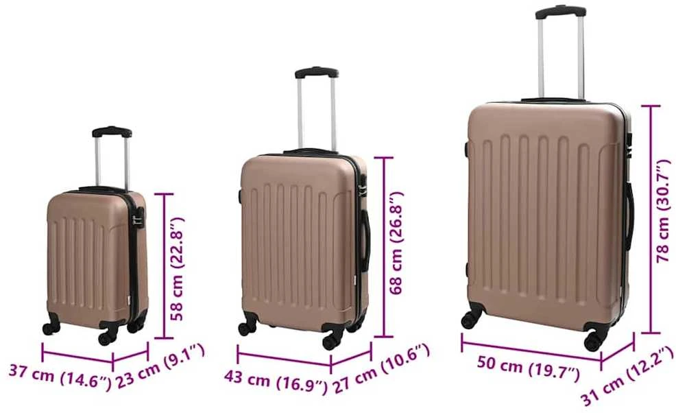 Lagaminas 3 vnt. Rožinė aukso 50 x 31 x 78 cm ABS plastikas