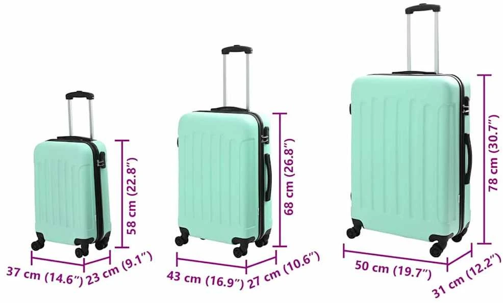 Lagaminas 3 vnt. Mėtinė žalia 50 x 31 x 78 cm ABS plastikas