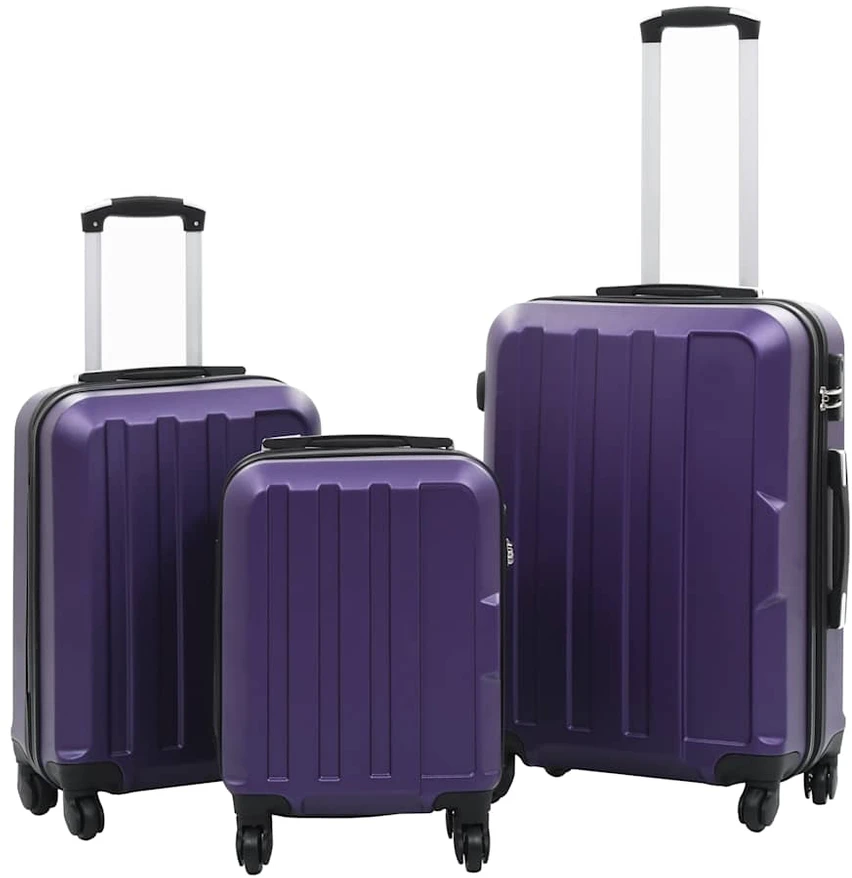 Kelioninis Lagaminų su ratukais rinkinys, 3 vnt., violetinis, ABS