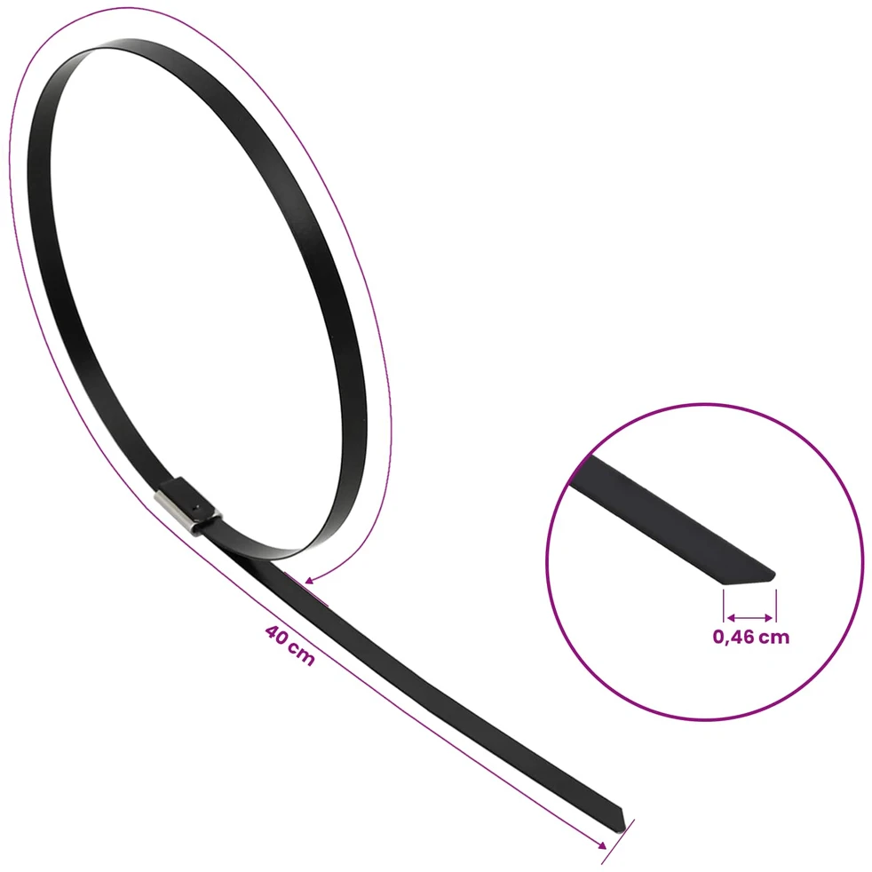 Laido tvirtinimas 12 vnt. 4,6 x 400 mm Juoda