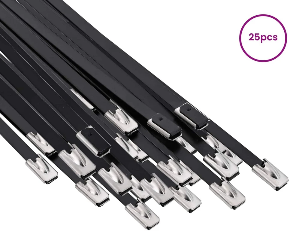 Laido tvirtinimas 25 vnt. 4,6 x 450 mm Juoda