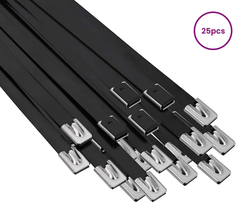 Laido tvirtinimas 25 vnt. 7,9 x 350 mm Juoda