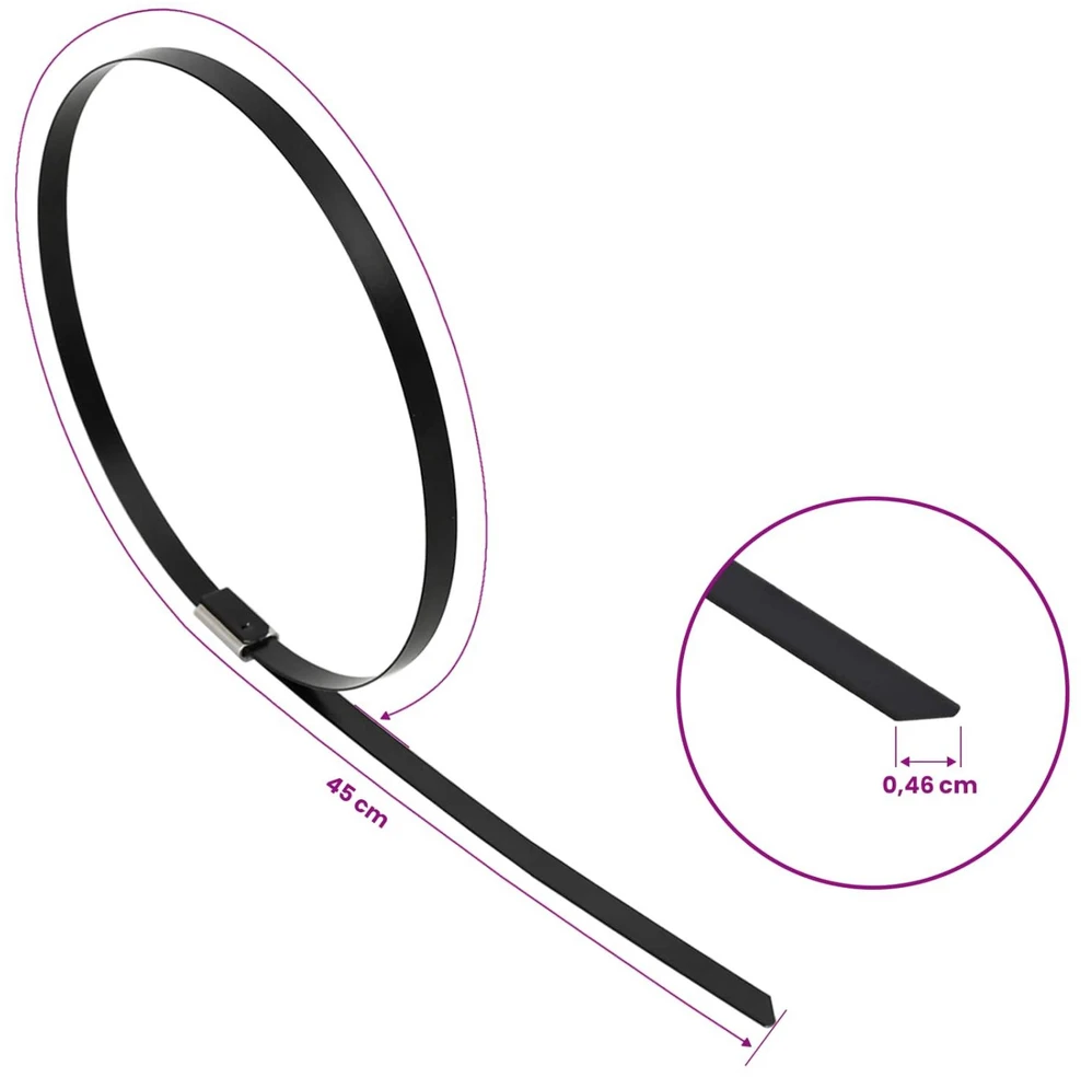 Laido tvirtinimas 250 vnt. 4,6 x 450 mm Juoda