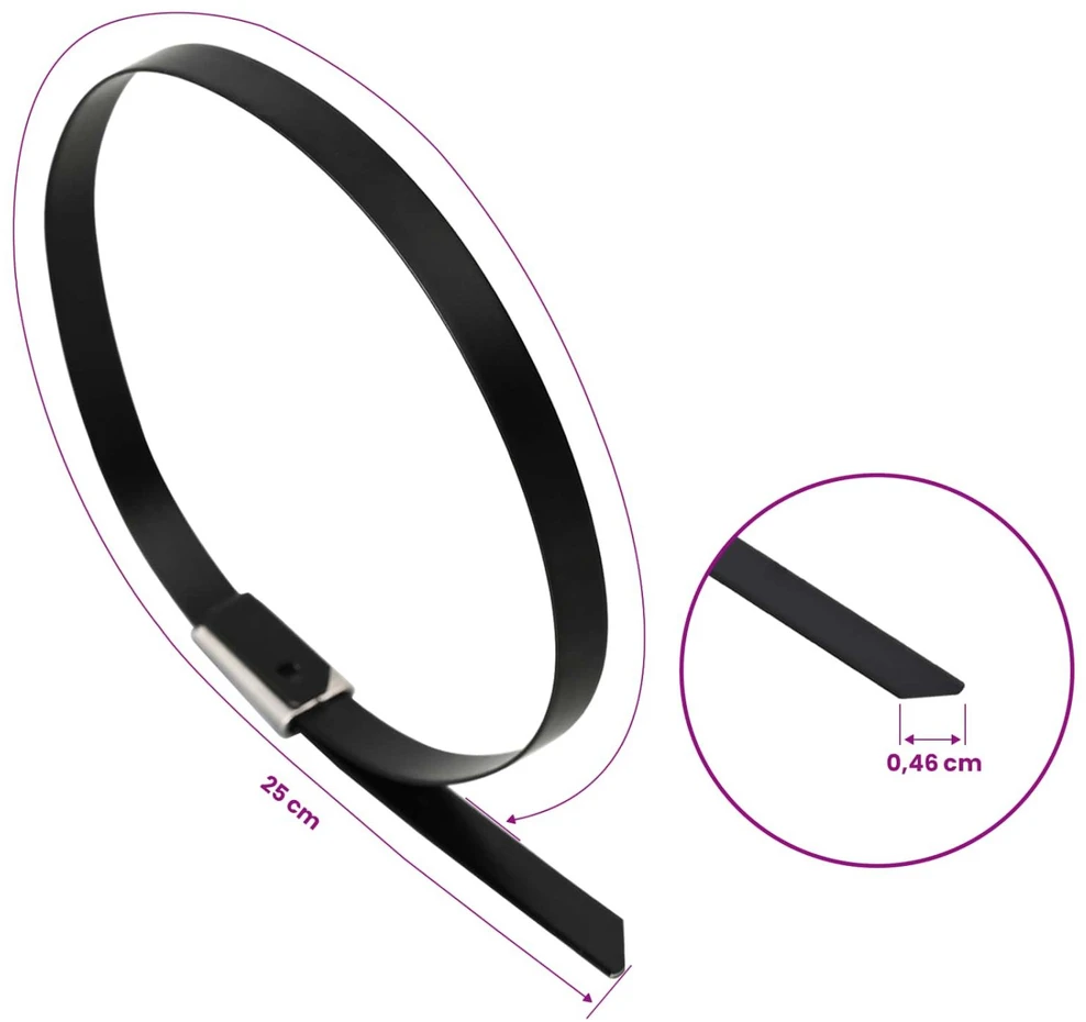 Laido tvirtinimas 50 vnt. 4,6 x 250 mm Juoda
