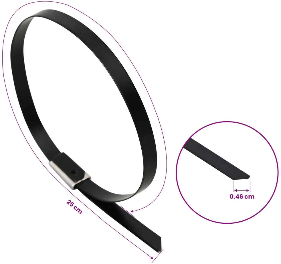 Laido tvirtinimas 50 vnt. 4,6 x 250 mm Juoda