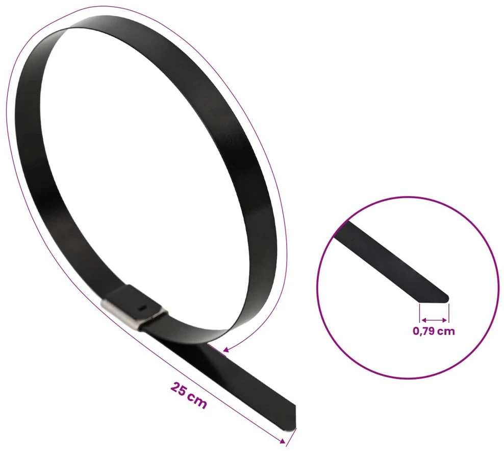 Laido tvirtinimas 50 vnt. 7,9 x 250 mm Juoda