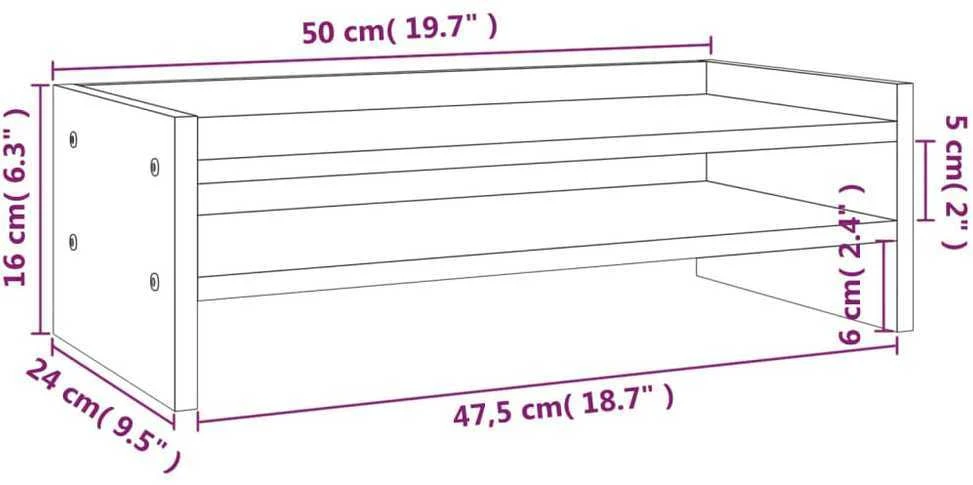 Laikiklis Monitoriaus stovas, 50x24x16cm, pušies medienos masyvas