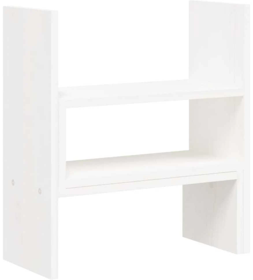 Laikiklis Monitoriaus stovas, baltas, (39–72)x17x43cm, pušies masyvas