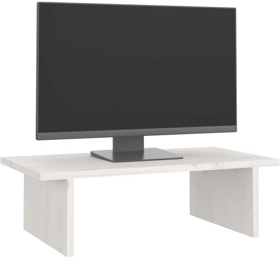 Laikiklis Monitoriaus stovas, baltas, 50x27x15cm, pušies medienos masyvas