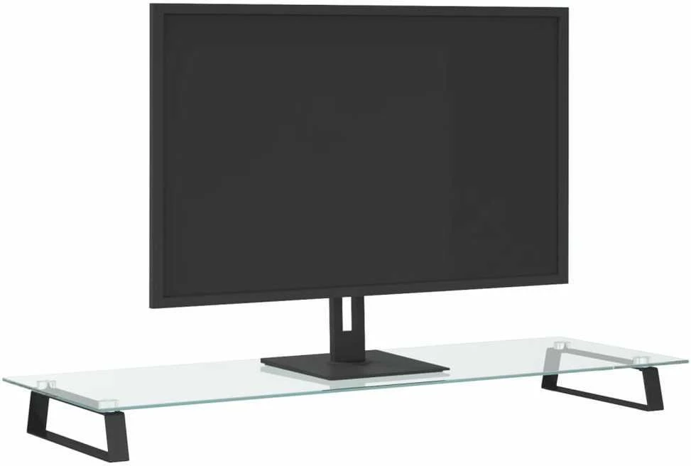 Laikiklis Monitoriaus stovas, juodas, 100x35x8cm, stiklas ir metalas