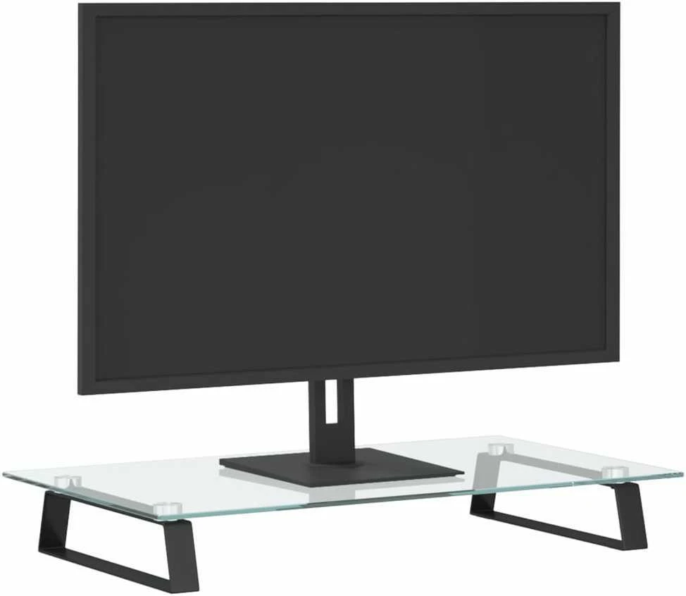 Laikiklis Monitoriaus stovas, juodas, 60x35x8cm, stiklas ir metalas