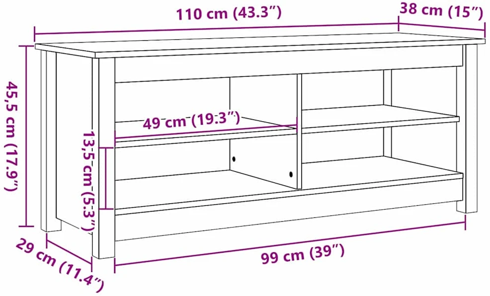 Laikymo suolas 110 x 38 x 45,5 cm Pušies medienos masyvas