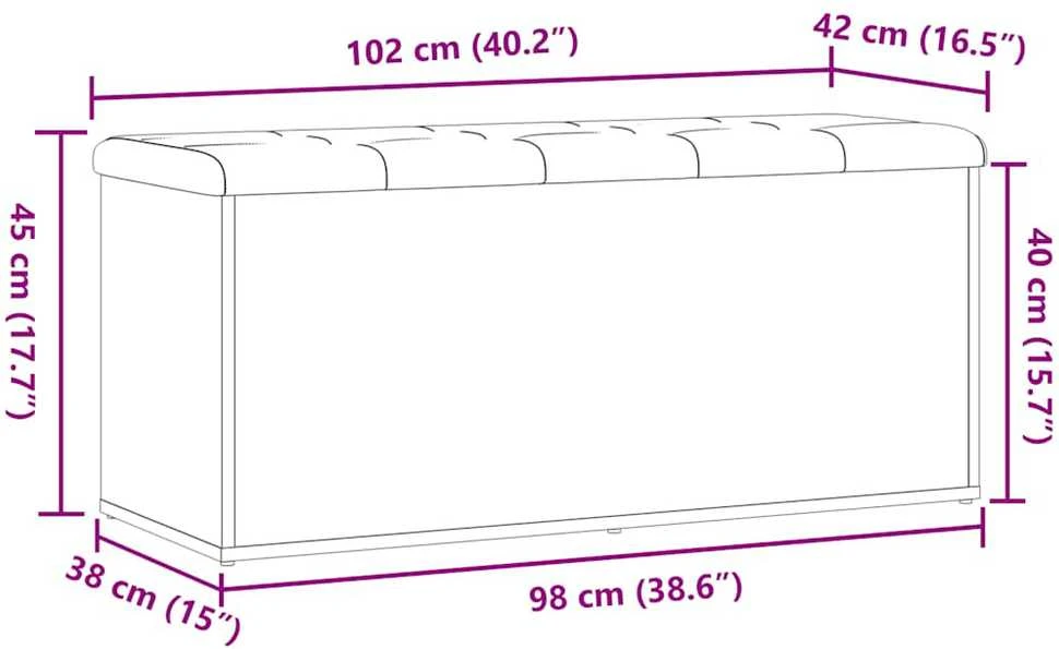 Daiktadėžė, ąžuolo spalvos, 102x42x45cm, inžinerinė mediena