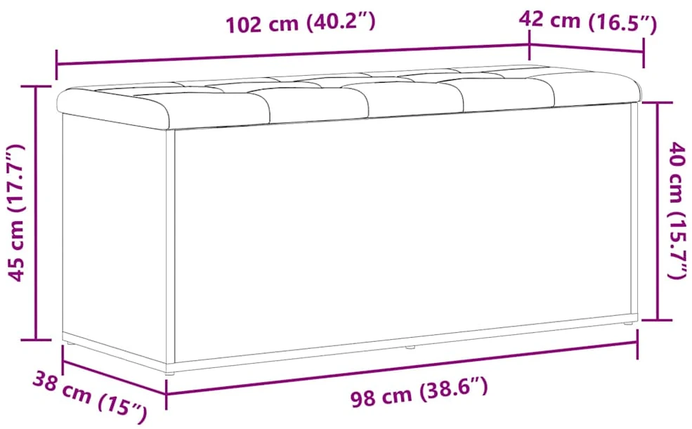 Laikymo suolas juoda ąžuolo 102 x 42 x 45 cm Apdirbta mediena
