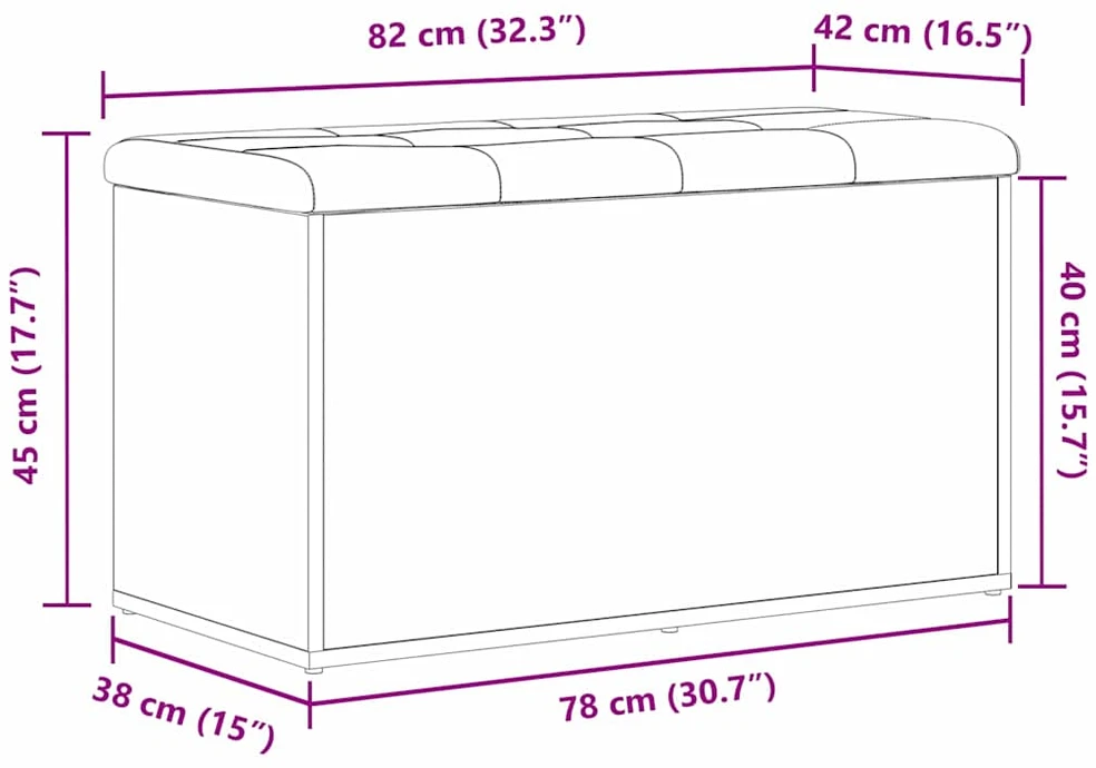 Laikymo suolas Juodas ąžuolas 82 x 42 x 45 cm Apdirbta mediena