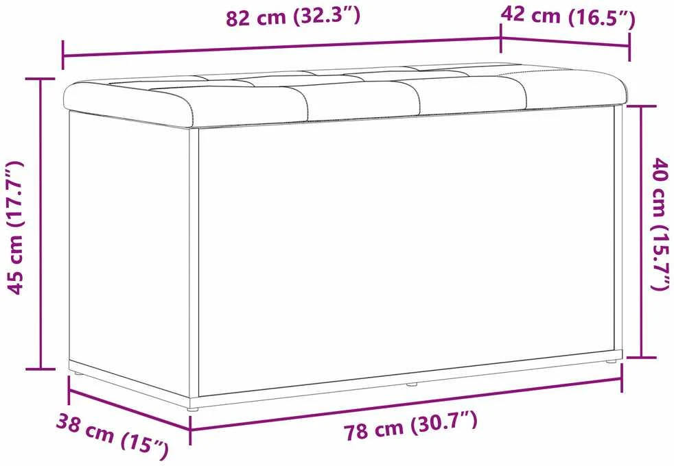 Laikymo suolas Juodas ąžuolas 82 x 42 x 45 cm Apdirbta mediena