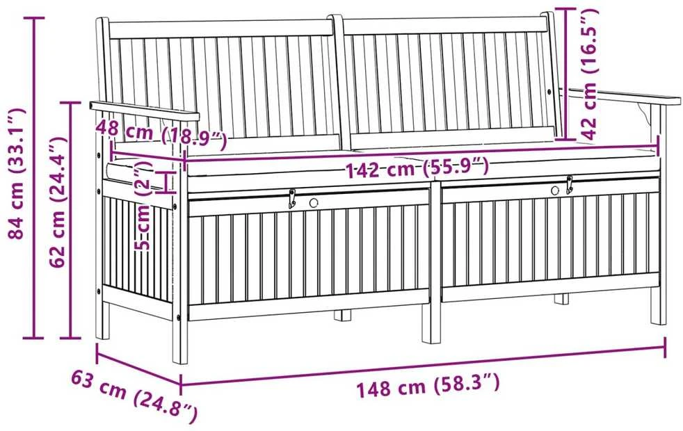Laikymo suolas 2 -Seater 148 x 63 x 84 cm Solu Acacija