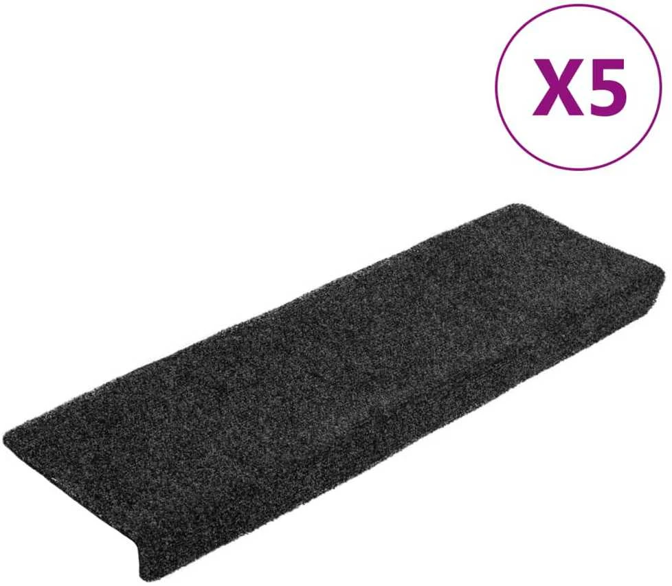 Laiptų kilimėliai, 5vnt., pilki, 65x21x4cm, perforuoti adatomis