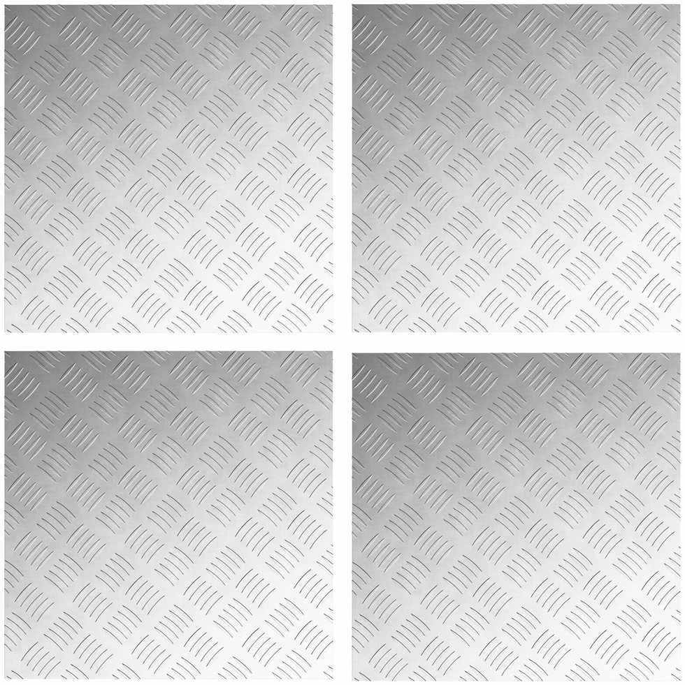 Laiptų danga 4 vnt. 50 x 50 cm Sidabro Aliuminis Kvadrato