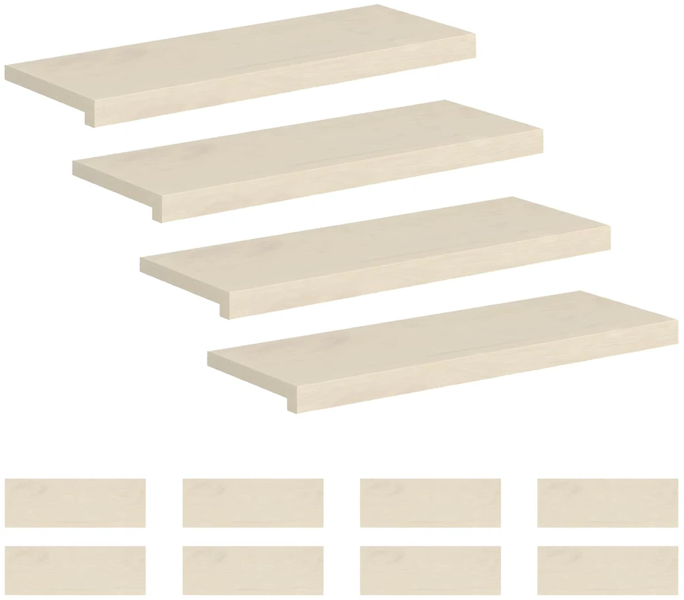 Laiptų danga 12 vnt. 80 x 25 x 2 cm Balta Kietas ąžuolo medis