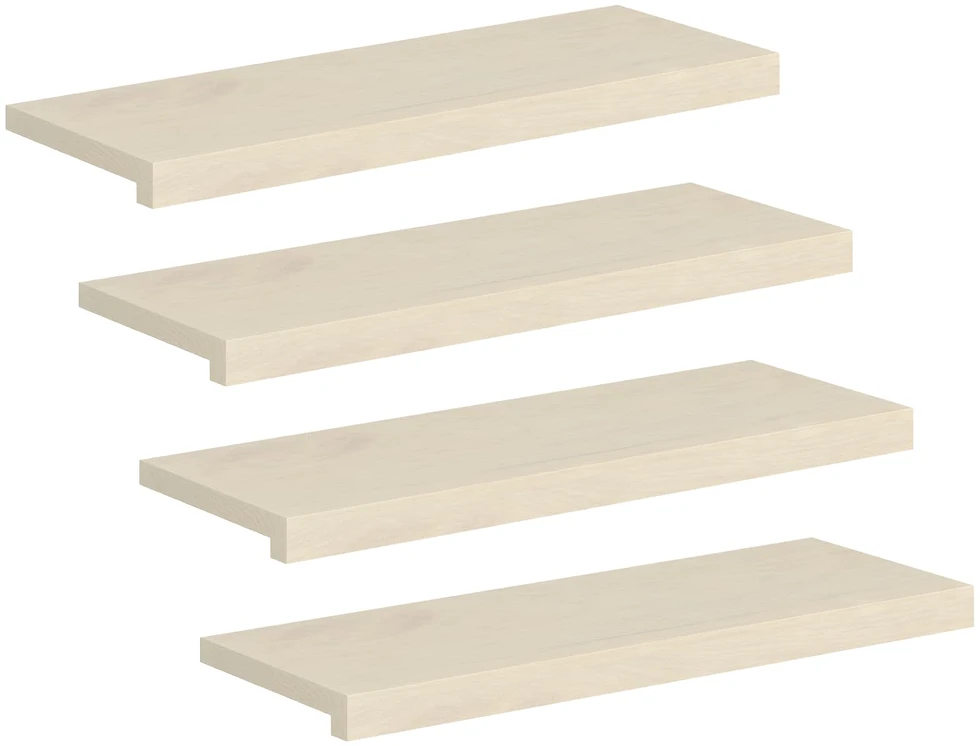 Laiptų danga 4 vnt. 70 x 25 x 2 cm Balta Kietas ąžuolo medis