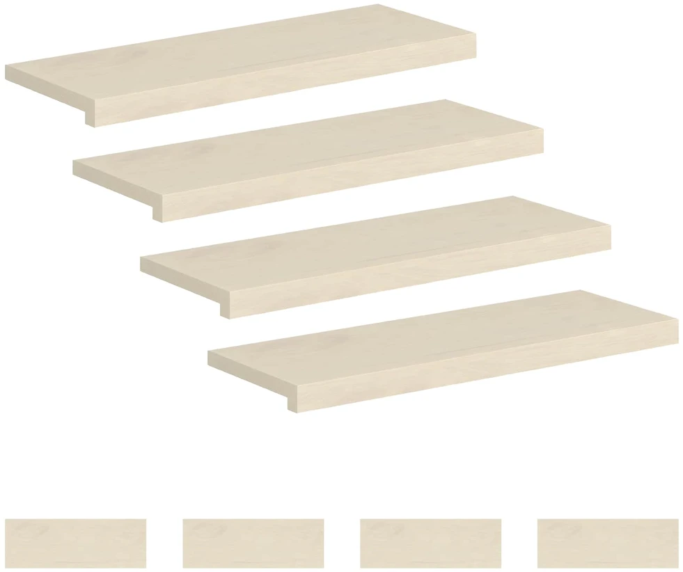 Laiptų danga 8 vnt. 80 x 25 x 2 cm Balta Kietas ąžuolo medis