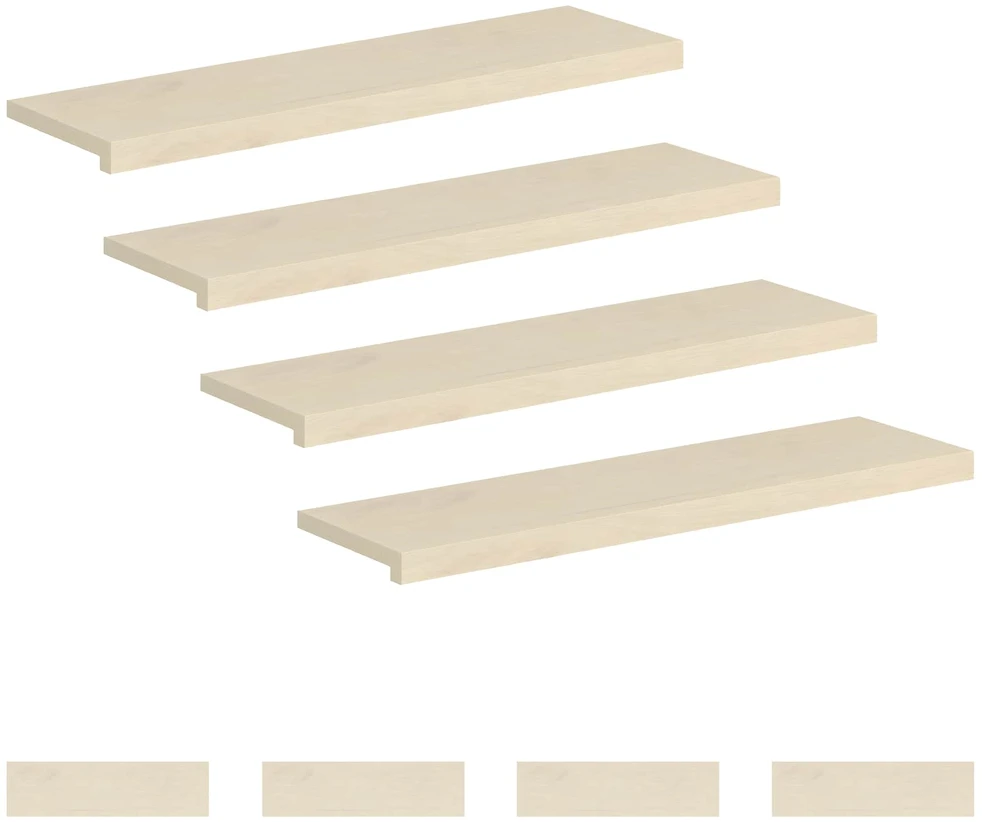 Laiptų danga 8 vnt. 90 x 25 x 2 cm Balta Kietas ąžuolo medis