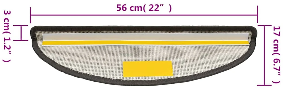 Laiptų kilimėliai, 10vnt., tamsiai pilkos spalvos, 56x17x3cm