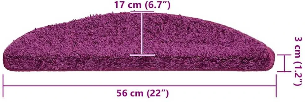 Laiptų kilimėliai, 10vnt., violetinės spalvos, 56x17x3cm