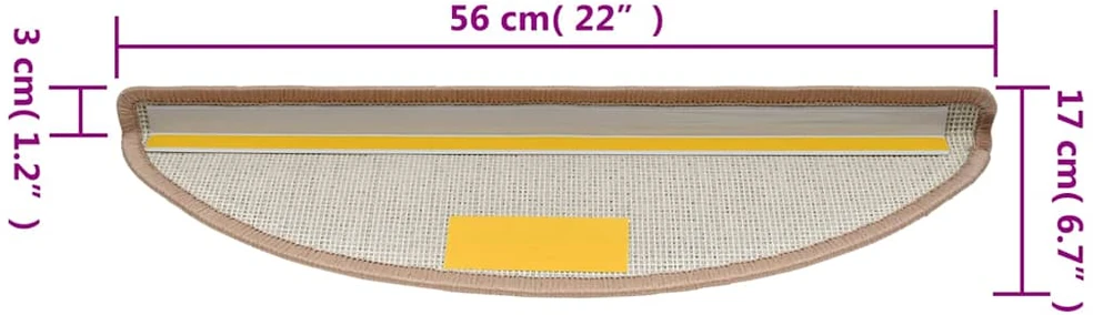 Laiptų kilimėliai, 10vnt., šviesiai rudos spalvos, 56x17x3cm