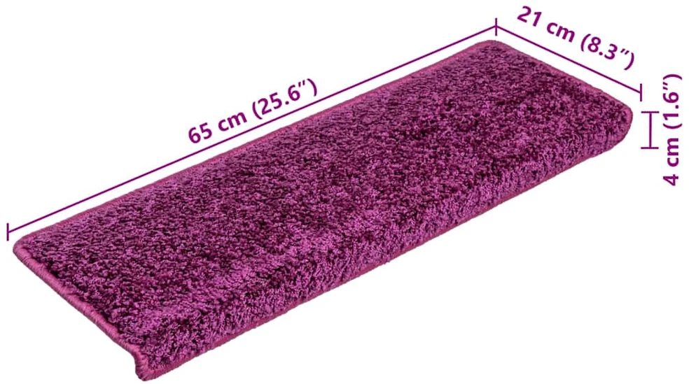 Laiptų kilimėliai, 10vnt., violetinės spalvos, 65x21x4cm