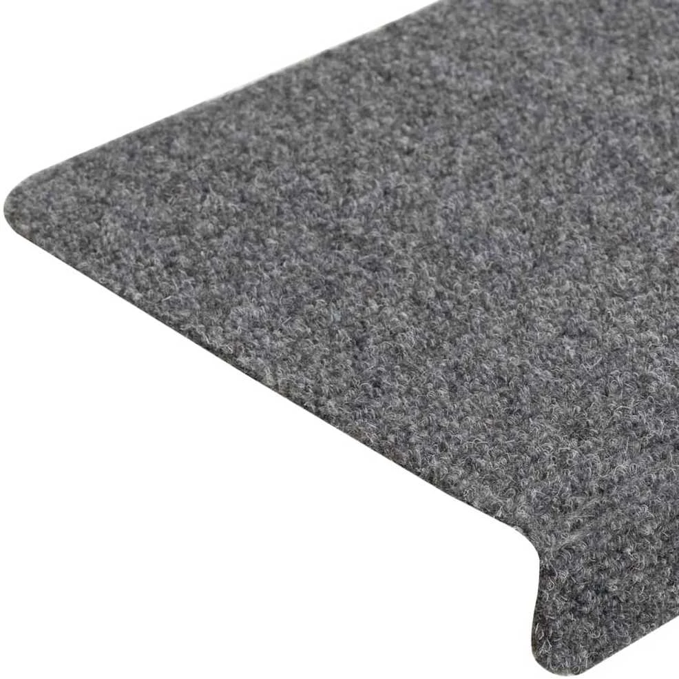 Laiptų kilimėliai, 10vnt., pilki 65x21x4cm, perforuoti adatomis