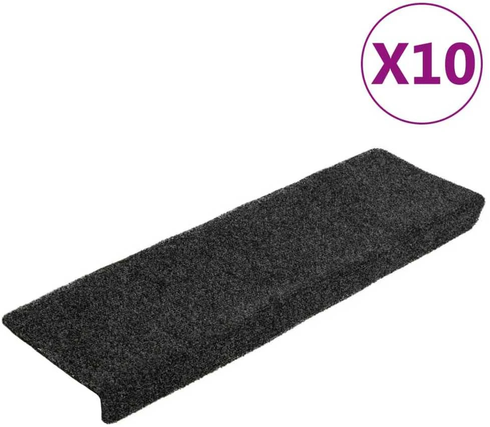 Laiptų kilimėliai, 10vnt., pilki 65x21x4cm, perforuoti adatomis