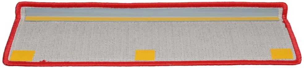 Laiptų kilimėliai, 10vnt., raudonos spalvos, 65x21x4cm
