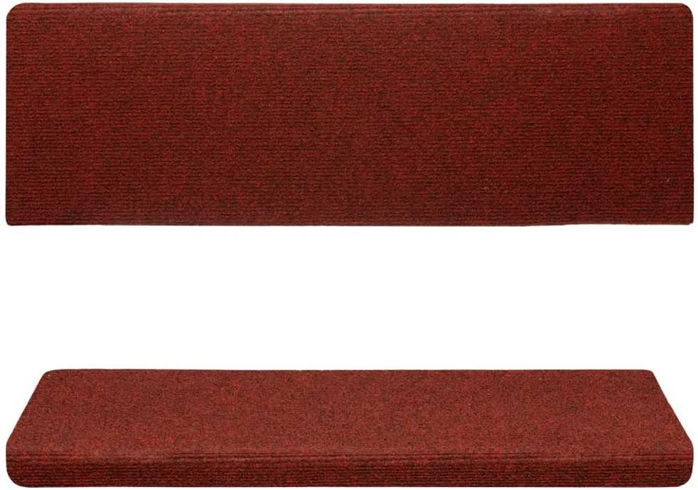Laiptų kilimėliai, 10vnt., tamsiai raudoni, 65x21x4cm