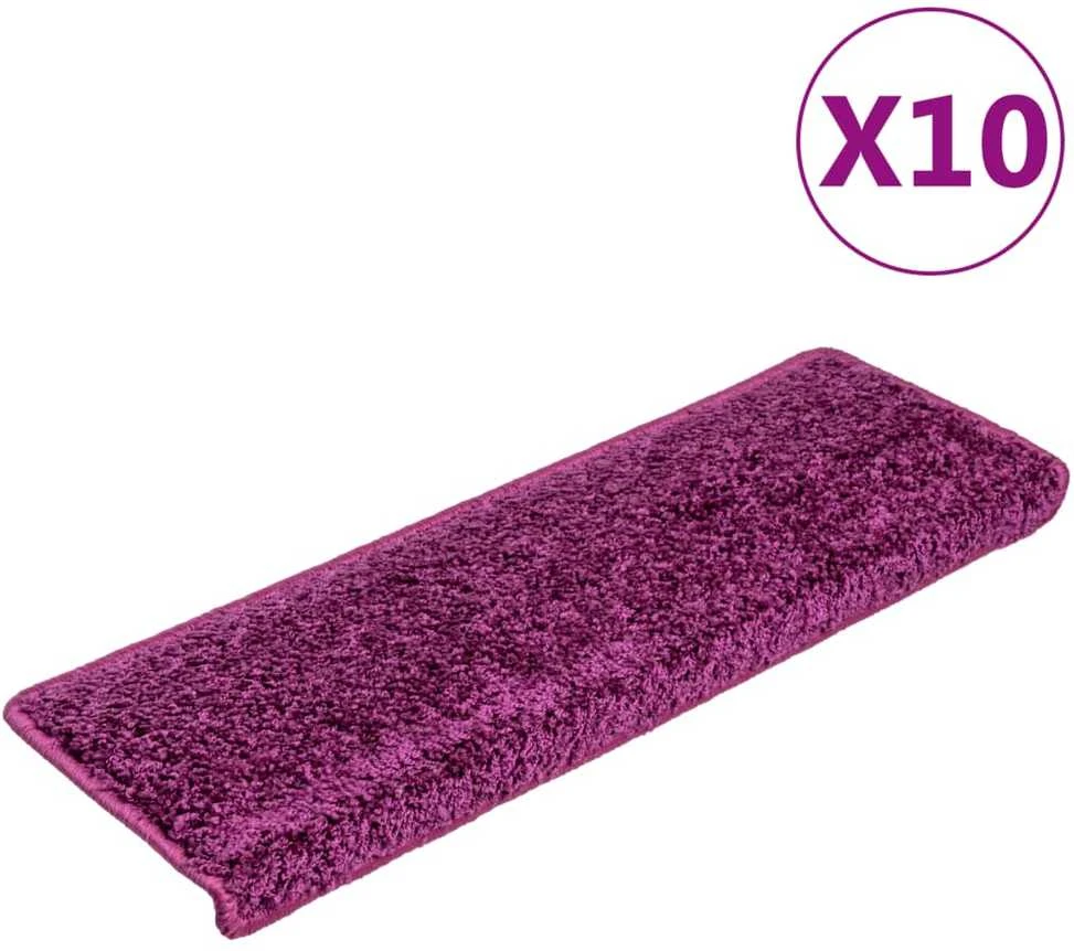 Laiptų kilimėliai, 10vnt., violetinės spalvos, 65x21x4cm