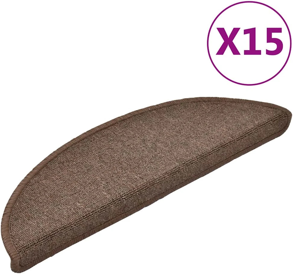 Kilimėliai laiptams, 15vnt., rudos kavos spalvos, 56x17x3cm