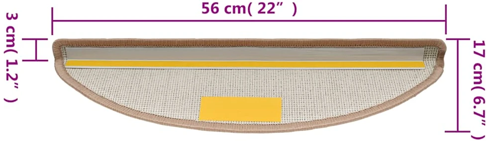 Kilimėliai laiptams, 15vnt., šviesiai rudos spalvos, 56x17x3cm