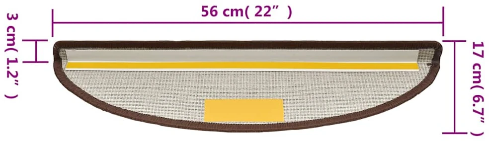 Kilimėliai laiptams, 15vnt., rudos kavos spalvos, 56x17x3cm