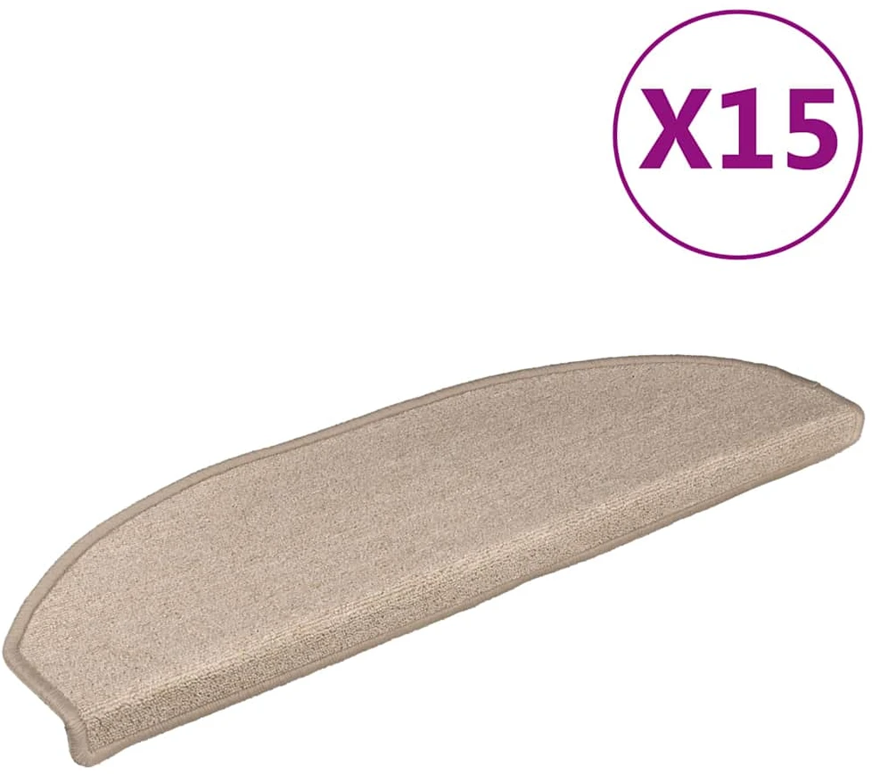 Kilimėliai laiptams, 15vnt., taupe spalvos, 56x17x3cm