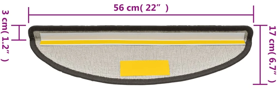 Kilimėliai laiptams, 15vnt., tamsiai pilkos spalvos, 56x17x3cm