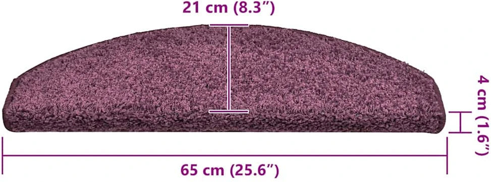 Laiptų kilimėliai, 15vnt., tamsiai violetiniai, 65x21x4cm