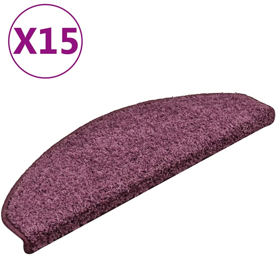 Laiptų kilimėliai, 15vnt., tamsiai violetiniai, 65x21x4cm
