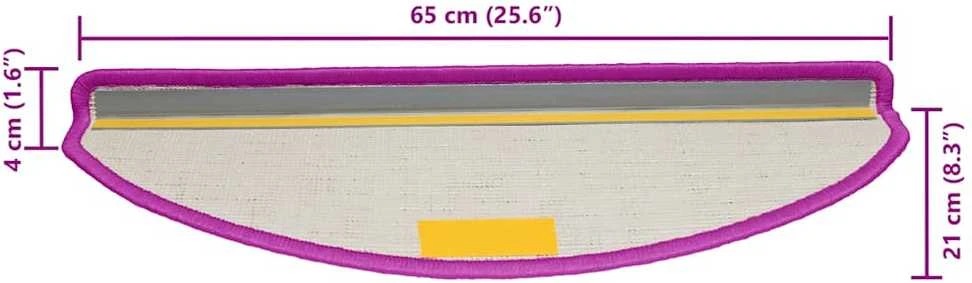 Laiptų kilimėliai, 15vnt., violetinės spalvos, 65x21x4cm