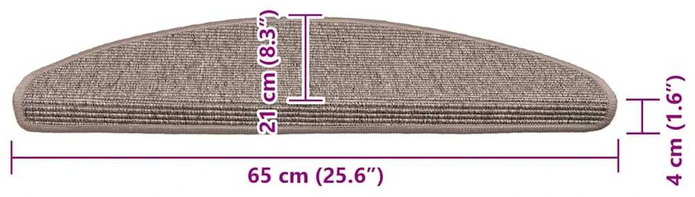 Lipnūs laiptų kilimėliai, 15vnt., tamsūs smėlio, 65x21x4cm